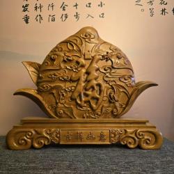 桃木五福临门摆件